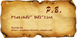 Platzkó Bálint névjegykártya